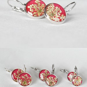 Pressed flower earrings resin Red real flower earrings Botanical romantic earrings Valentines image 7
