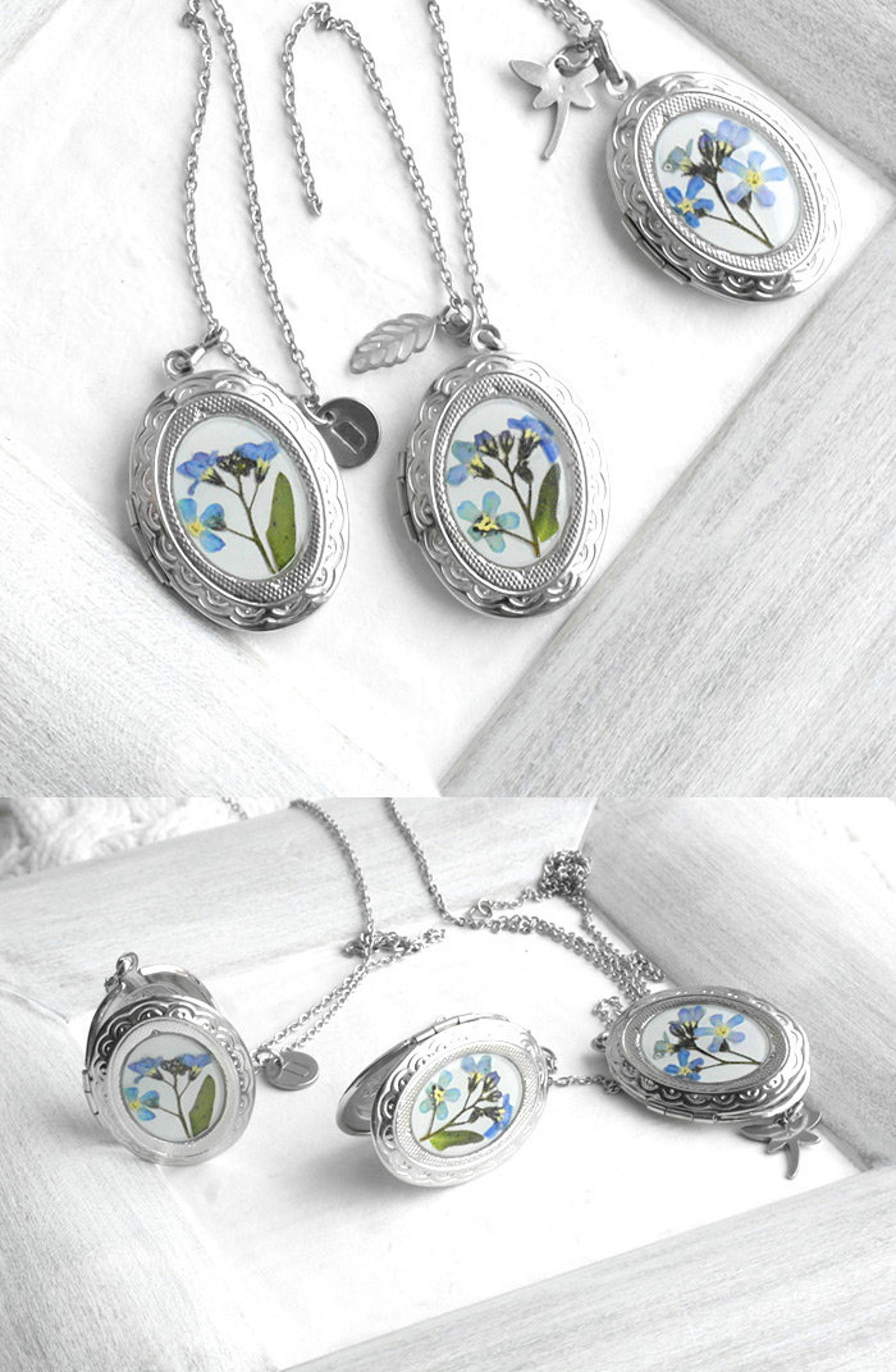 Memory locket necklace me not pendant Medallion photo Etsy