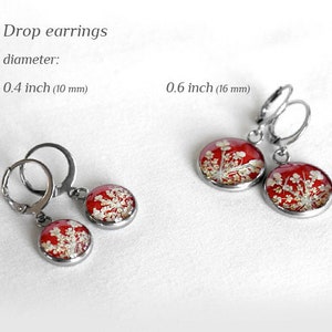 Pressed flower earrings resin Red real flower earrings Botanical romantic earrings Valentines image 9