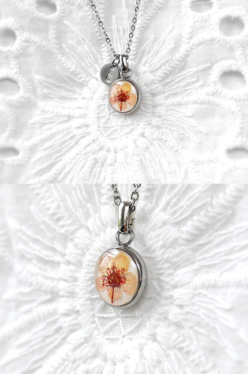 Tiny necklace Initial bridesmaid gift Charm necklace flower girl gift Dainty necklace romantic Simple necklace resin Small necklace for girl