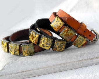 Moss bracelet leather wrap bracelet resin Real pressed flower Anniversary leather Double wrap bracelet