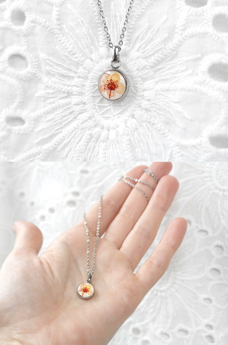 Tiny necklace Initial bridesmaid gift Charm necklace flower girl gift Dainty necklace romantic Simple necklace resin Small necklace for girl