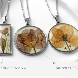 Pressed flower necklace resin Real flower necklace Poppy Birth flower pendant Birth month necklace August birthday necklace image 7