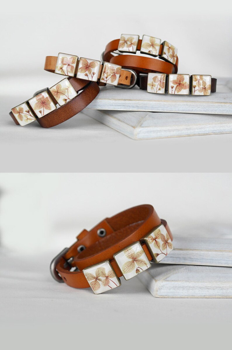 Boho bracelet wrap bracelet flower leather bracelet for birthday gift for women Unique bracelet for sister Pressed flower jewelry wife gifts