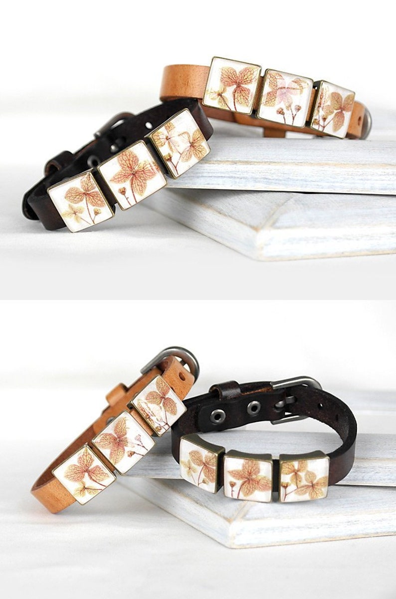 Boho bracelet wrap bracelet flower leather bracelet for birthday gift for women Unique bracelet for sister Pressed flower jewelry wife gifts