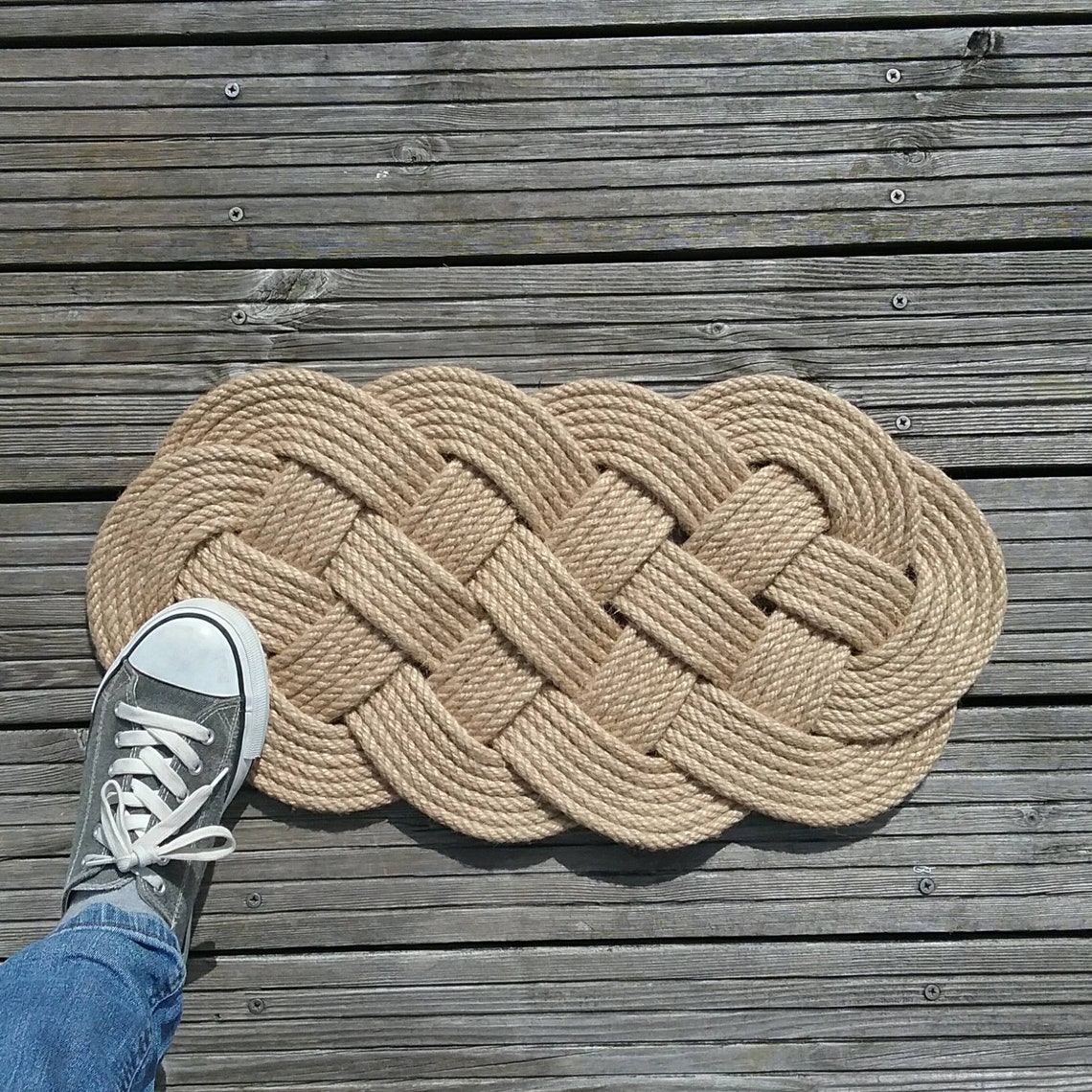Jute Rope Door Mat. Prolong Knot. 23 x 12 inches. Etsy