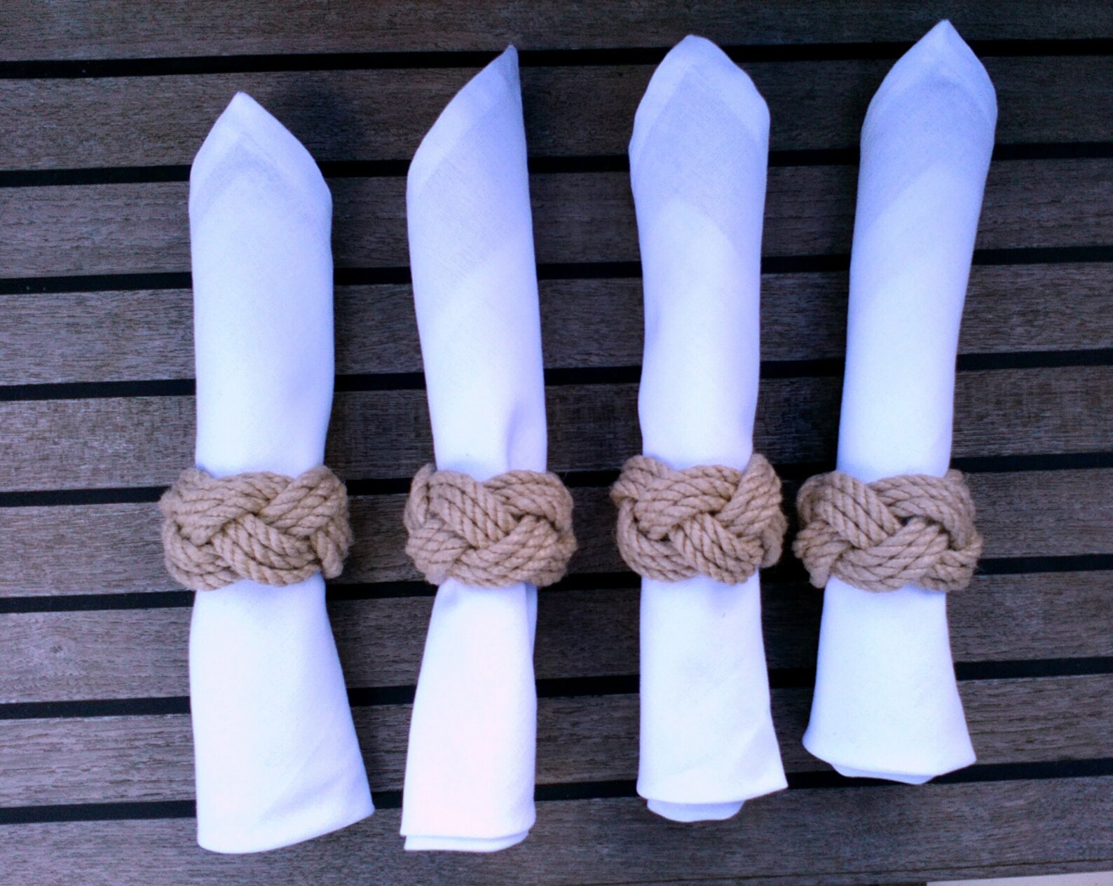Nautical Napkin Rings Chunky Coastal Style Rope Serviette Etsy