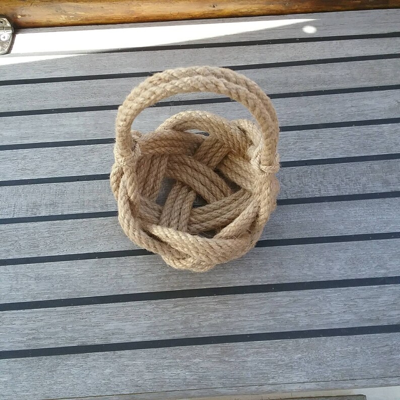 Jute Bridesmaids Basket Hand sewn Natural Rope Knot Nautical Wedding. Planter Beach Wedding Rustic Flower Girl Basket