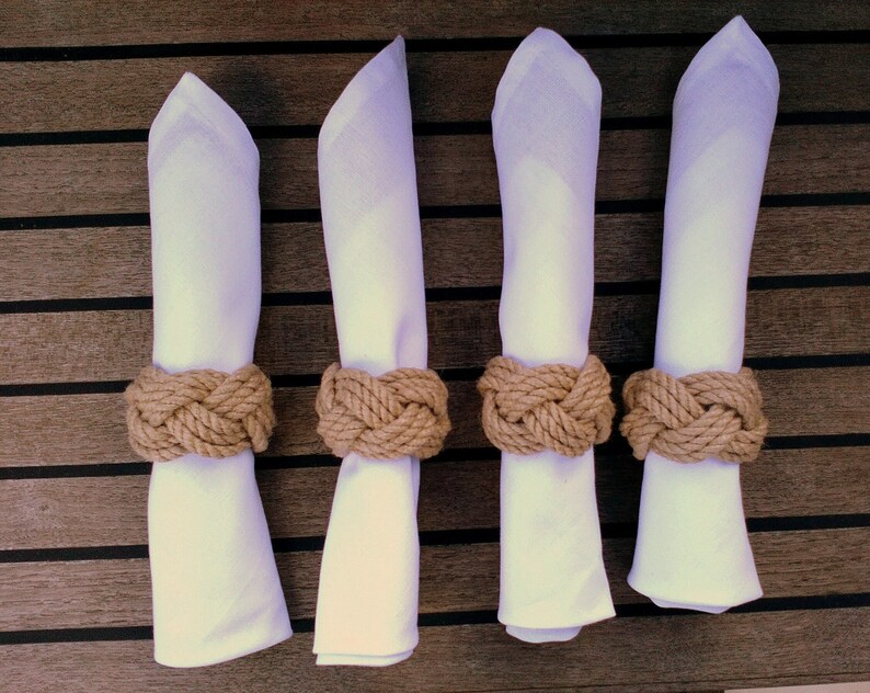 Nautical Napkin Rings Chunky Coastal Style Rope Serviette Etsy