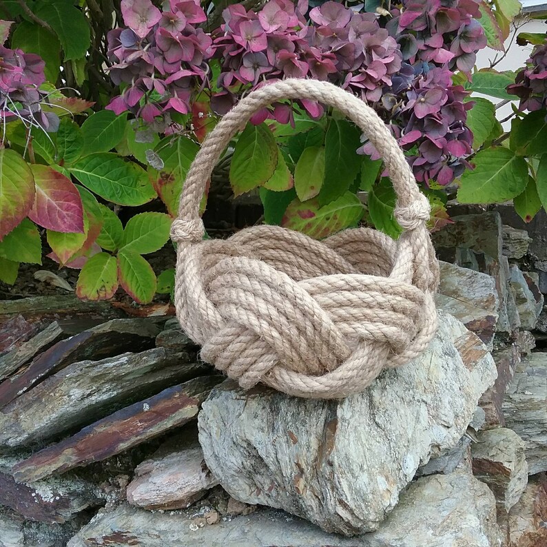 Rope Flower Girl Basket Rustic Wedding Nautical Jute Rope Etsy UK