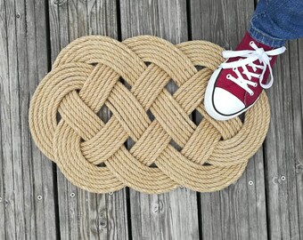 Rustic Jute Rope Door mat, 19 x 12 inches. (Best for indoor or dry outdoor use). Natural sustainable plant based rope.