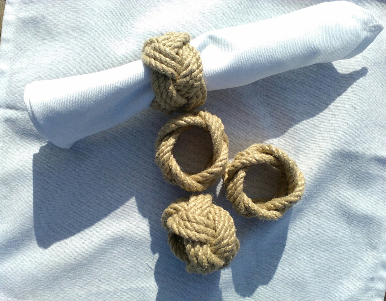 Nautical Napkin Rings Chunky Coastal Style Rope Serviette Etsy
