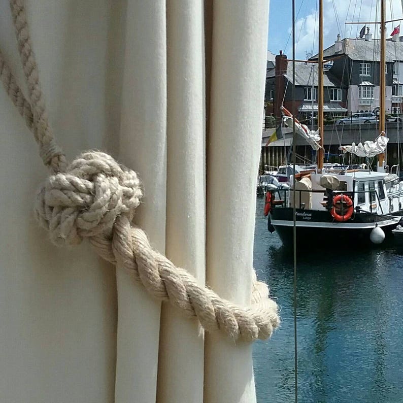 Nautical Rope Curtain Tieback With Turks Head Knots Beach Etsy