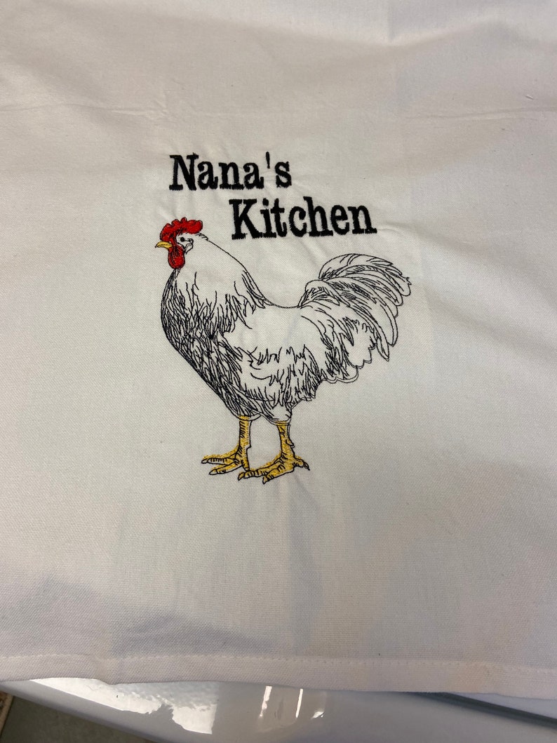 Nana's Kitchen Embroidered Hand Towel with Farm Chicken image 1