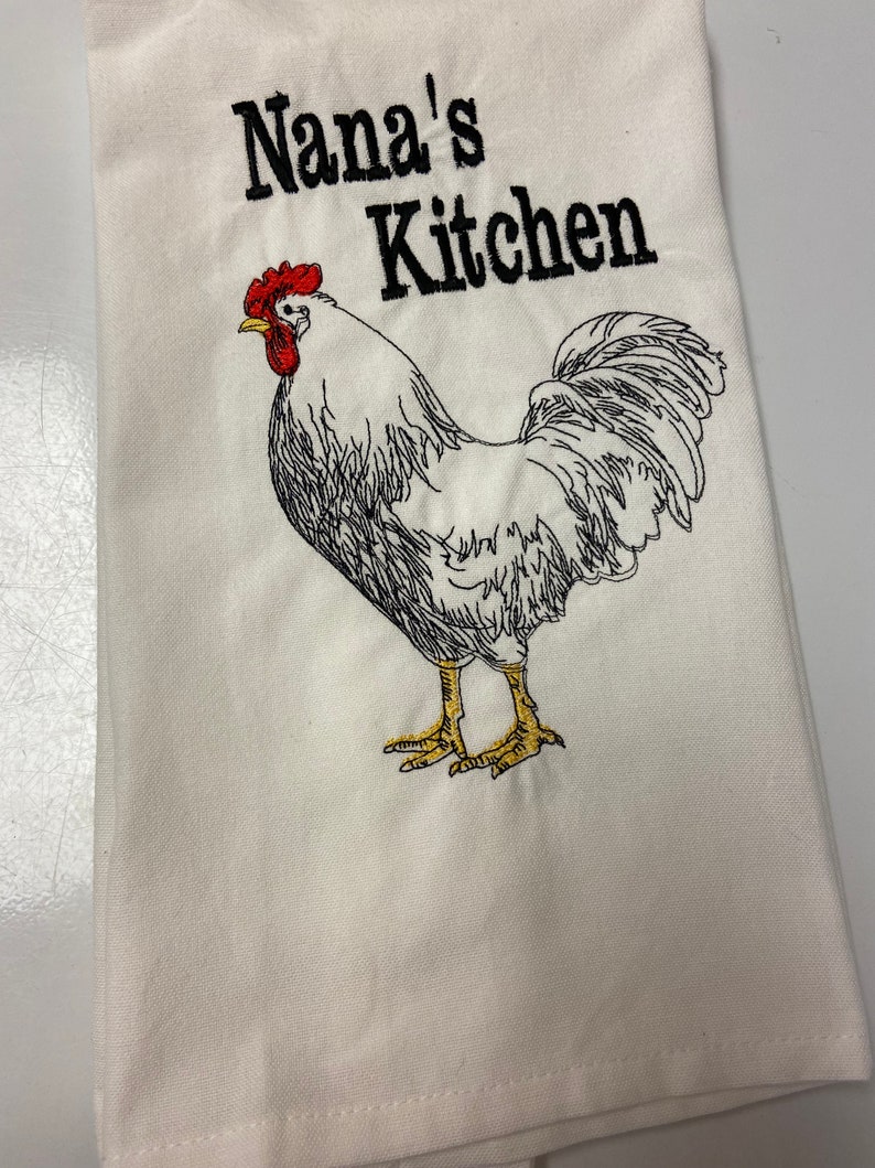 Nana's Kitchen Embroidered Hand Towel with Farm Chicken image 3