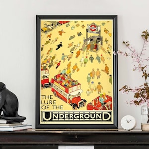 Póster vintage del metro de Londres, el atractivo del metro, obra de arte retro británica, póster antiguo del metro de Londres