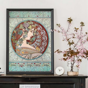 Vintage Alphonse Mucha Ivy Ilustración, Cartel publicitario retro, Arte de pared Art Nouveau, Decoración francesa imagen 4