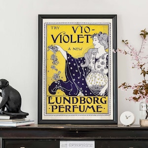 French Perfume Poster, Art Nouveau French Wall Art, Retro Advertising Print, Woman Illustration