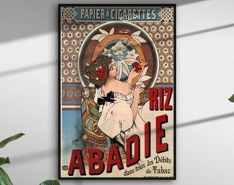 Impresión de anuncio de tabaco vintage, póster de chica de cigarrillos, impresión de arte francés retro