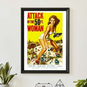 Vintage Poster, Attack of the 50ft Woman, Science Fiction Movie Poster, Retro Hollywood Artwork