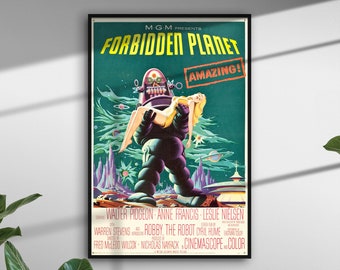 Affiche vintage La planète interdite, impression d'art du film hollywoodien