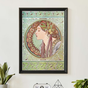 Vintage Alphonse Mucha Illustration, Retro Advertising Poster, Art Nouveau Wall Art, Botanical French Decor image 1