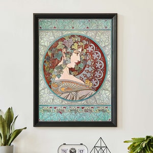 Vintage Alphonse Mucha Ivy Illustration, Retro Advertising Poster, Art Nouveau Wall Art, French Decor zdjęcie 1