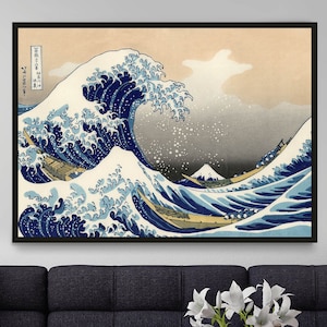Die große Welle Vintage Japanischer Kunstdruck, Katsushika Hokusai Poster, Traditionelle Japanische Kunst, Ozean Illustration