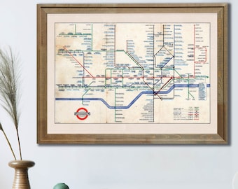 Travel Gift Minimal Poster Print Canvas Home Decor Piccadilly Line Geographical London Underground Tube Map Subway Style Wall Art