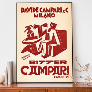 Poster vintage Bitter Campari, stampa francese Art Nouveau, poster pubblicitario retrò, poster cool, arredamento alla moda per la casa