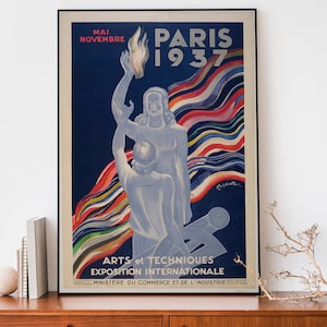 Vintage Paris Ausstellungsplakat-Kunstdruck, Jugendstil Französische Wandkunst, Antikes Werbeplakat