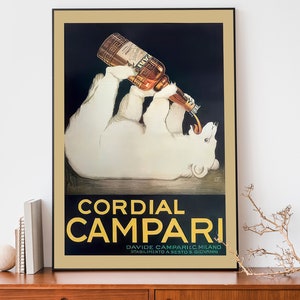 Vintage Campari Cordial Poster, Art Nouveau French Print, Retro Advertising Poster, Cool Polar Bear Poster