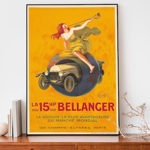 Vintage Auto Plakat, Jugendstil französischer Druck, Retro Werbeplakat, cooles Plakat