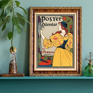 Affiche d'artiste français, art mural Français Art nouveau, impression publicitaire rétro, illustration de femme image 4