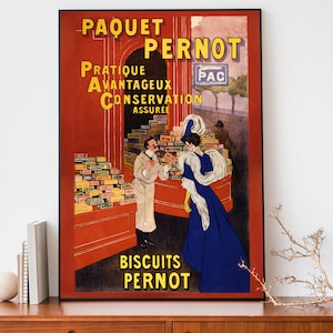 Food & Drink Poster by Leonetto Cappiello, Paquet Pernot Biscuits Vintage Print, Art Nouveau French Print