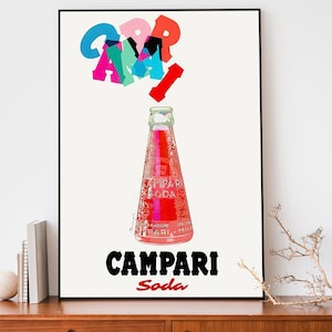 Poster con illustrazione retrò di Campari Soda, stampa francese Art Nouveau, poster pubblicitario classico, poster fantastico