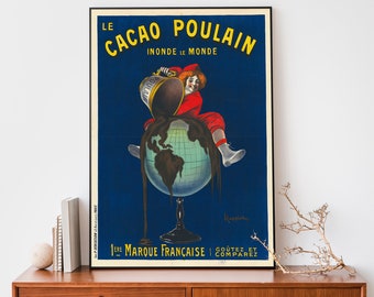 Vintage Leonetto Cappiello Poster, Le Cacao Poulain, Art Nouveau French Print, Alcohol Advertisement