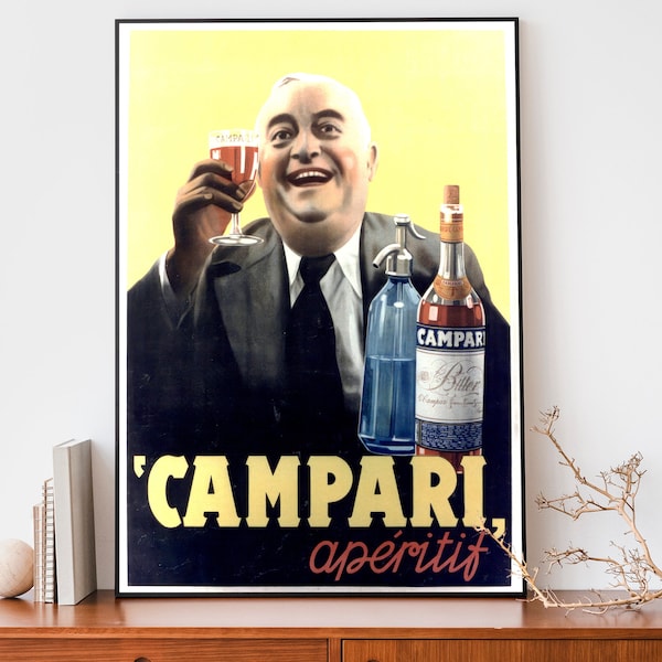 Classic Campari Aperitif Poster, Vintage Art Nouveau French Print, Retro Advertising Poster, Cool Poster