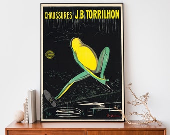 Vintage modereclameposter, kunst aan de muur kikker, retroprint Leonetto Cappiello