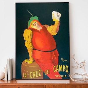 Cruz del Campo Beer Advert, Vintage Leonetto Cappiello Poster, Art Nouveau French Print, Alcohol Advertisement