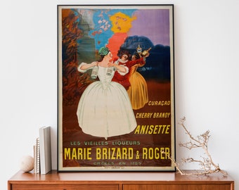 affiche vintage de Leonetto Cappiello, affiche Marie Brizard, impression rétro de nourriture et de boisson, art mural publicitaire vintage