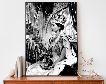 エリザベス2世女王記念碑 ヴィンテージ 若い頃のポートレート アート