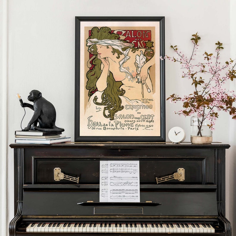 Alphonse Mucha Vintage Werbung, nackte Frau Illustration, Jugendstil Wandkunst, französische Illustration Bild 8