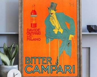 Vintage Werbeschild "BITTER CAMPARI MILAN" WERBUNG, ADVERTISING, POSTER, REKLAME