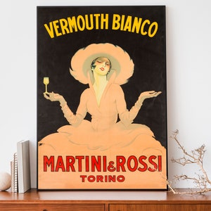 Cartel vintage, vermut martini, impresión francesa de estilo Art Nouveau, anuncio de alcohol