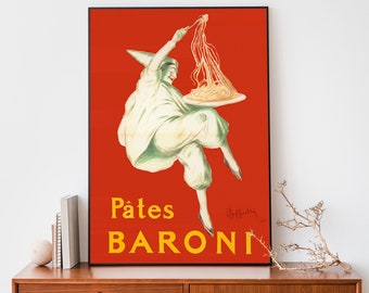 Leonetto Cappiello Vintage Art Print, Impresión de restaurante italiano, Arte de pared Pate Baroni, Impresión francesa Art Nouveau