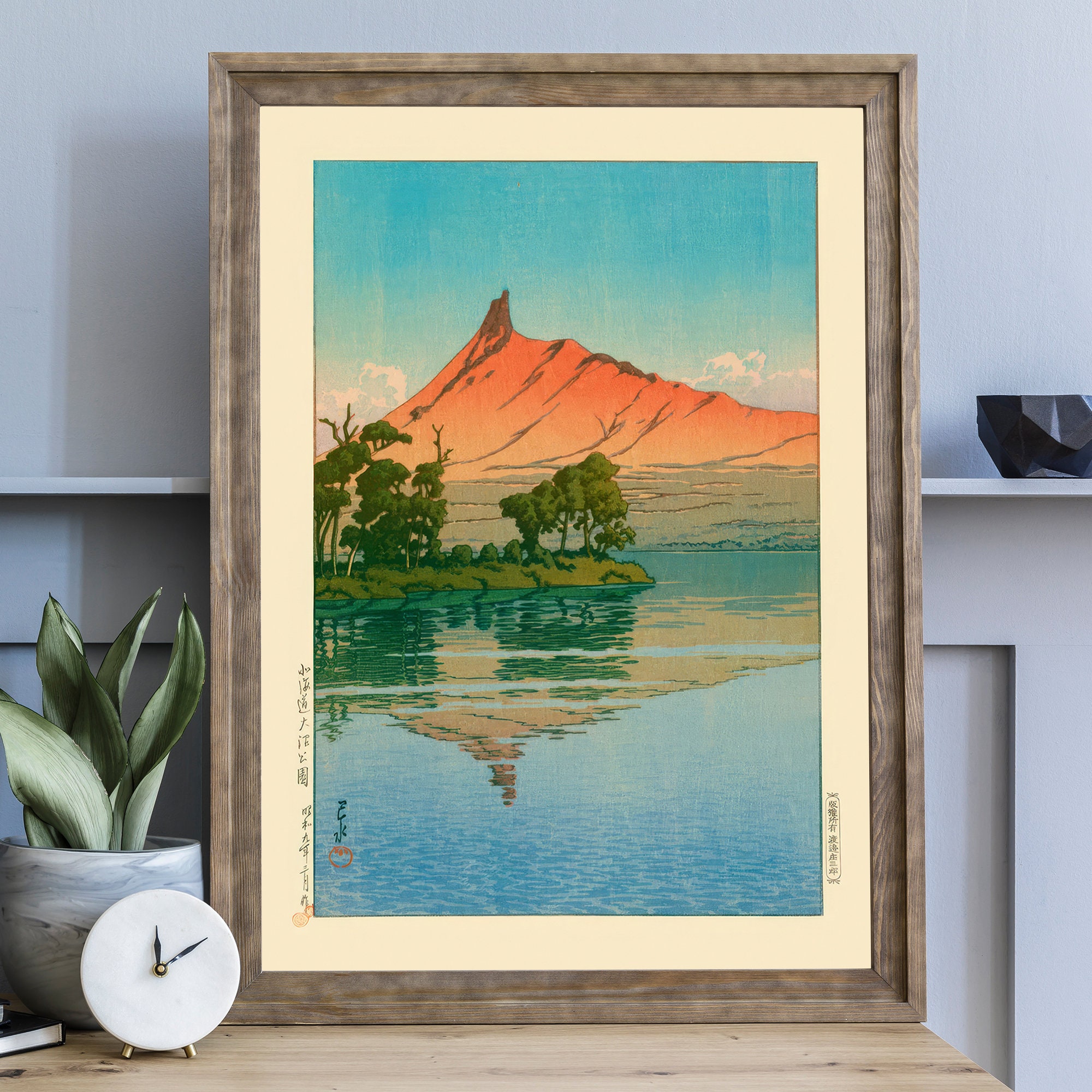 川瀬巴水作「北海道大沼公園」の日本画ポスター、木版画、ジャパンディ