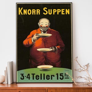 Knorr Suppen de Leonetto Cappiello, póster publicitario alemán vintage de la década de 1930, póster genial.
