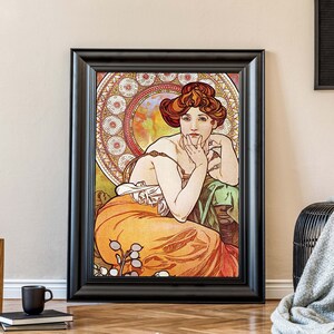 Vintage Alphonse Mucha Kunstdruck, Jugendstil Französisches Plakat, Klassische Illustration Bild 5