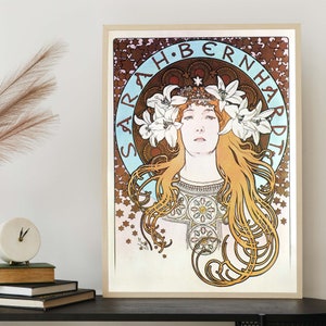 Vintage Alphonse Mucha Art Print, Sarah Bernhardt Illustration, Art Nouveau Wall Art, Retro French Decor image 7